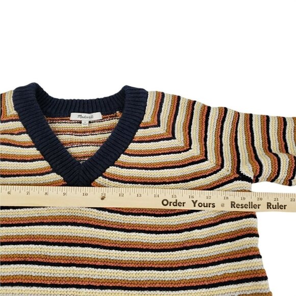 Madewell Sweater Womens Small Arden V-Neck Crop Pullover Striped Multicolor - Picture 9 of 11